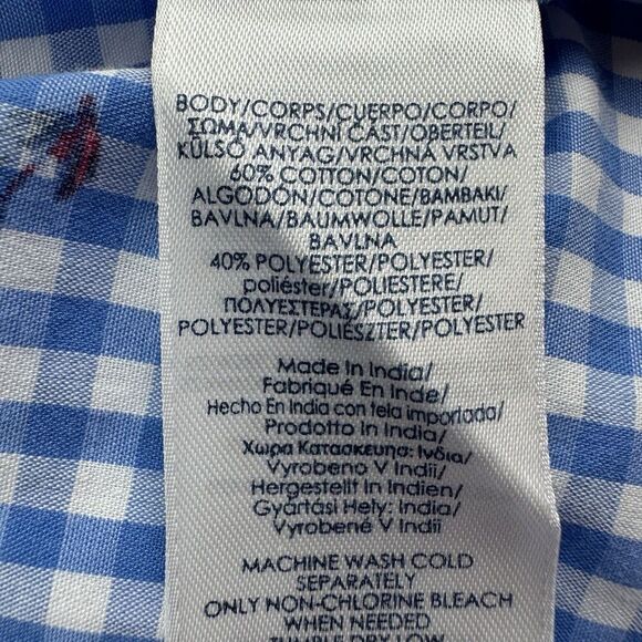 Chaps Shirt Men XXL Blue Gingham Check Short Sleeve Fly Fishing Print Easy Care - Picture 8 of 11